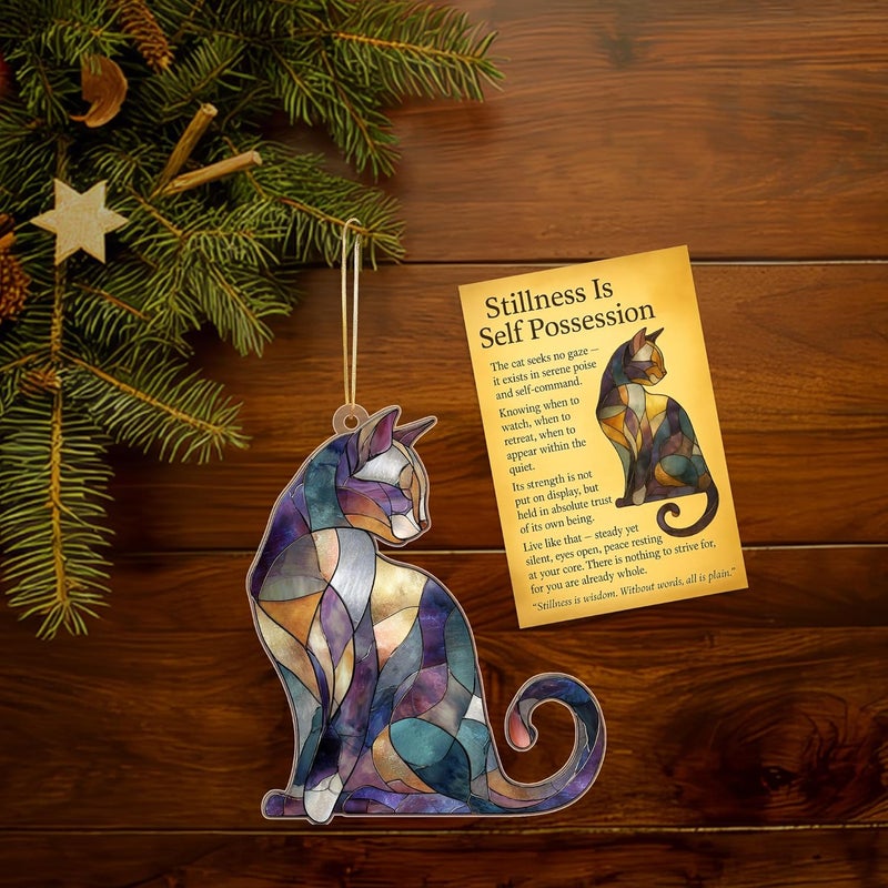 HONOCOOLS Store Cat Suncatcher Acrylic Ornament Window Hanging, Cats Christmas Ornament, Decorative Ornament for Window or Tree, Cat Car Charm Gifts for Women (Sun-71) - Image 5